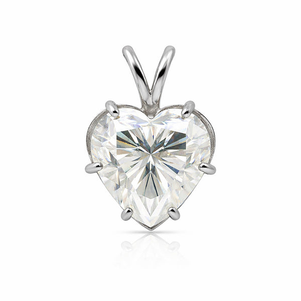 10.00ct DEW White Moissanite Heart Cut Pendant Necklace
