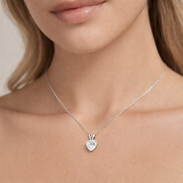 10.00ct DEW White Moissanite Heart Cut Pendant Necklace