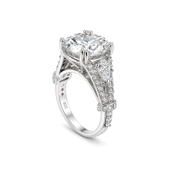 9.25ct DEW White Moissanite Round Solitaire Ring