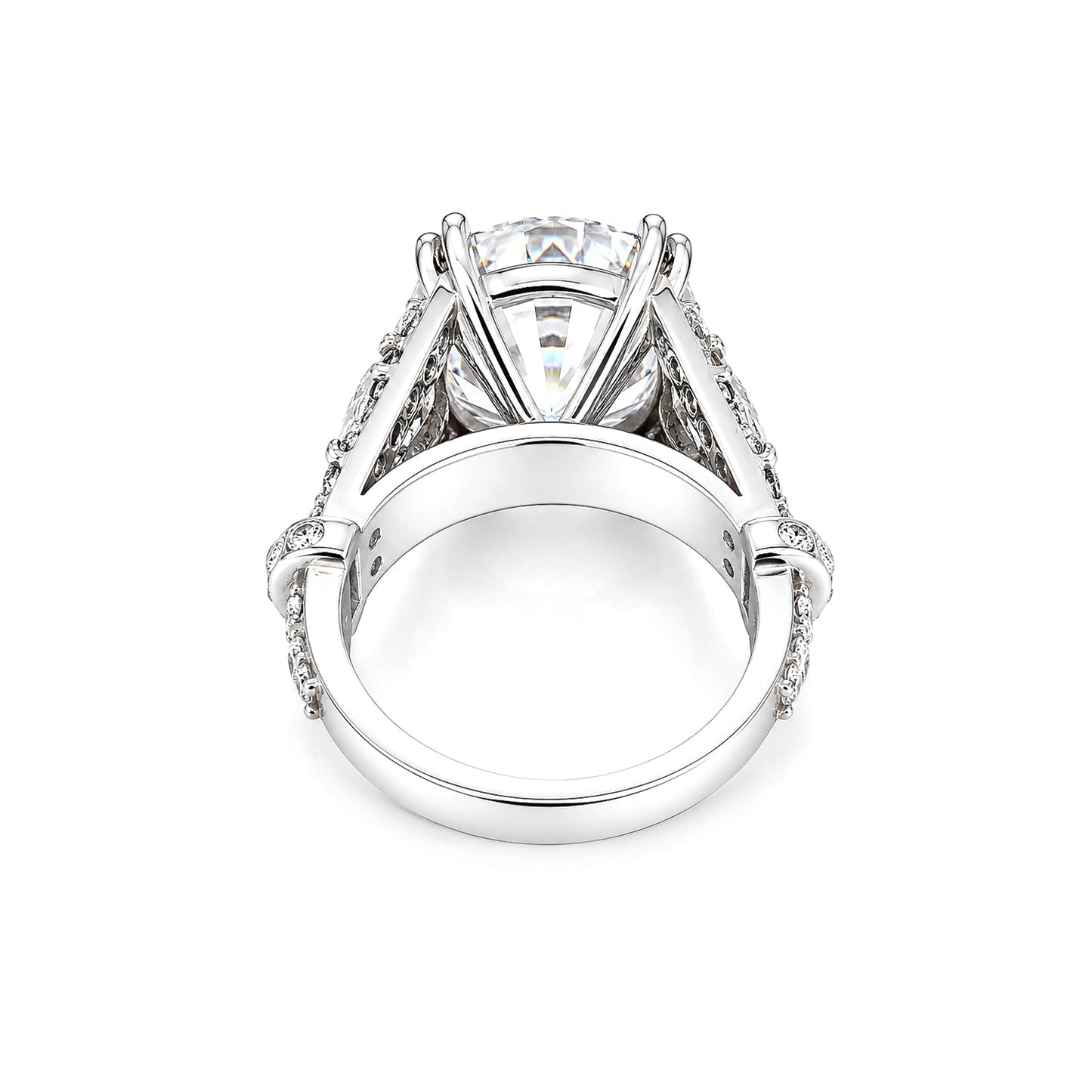 9.25ct DEW White Moissanite Round Solitaire Ring