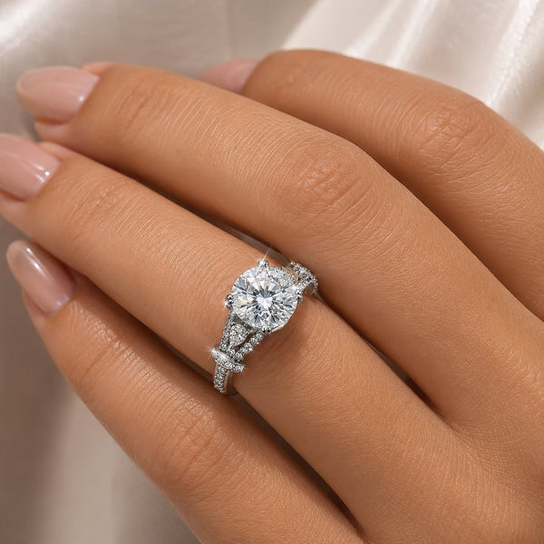 9.25ct DEW White Moissanite Round Solitaire Ring