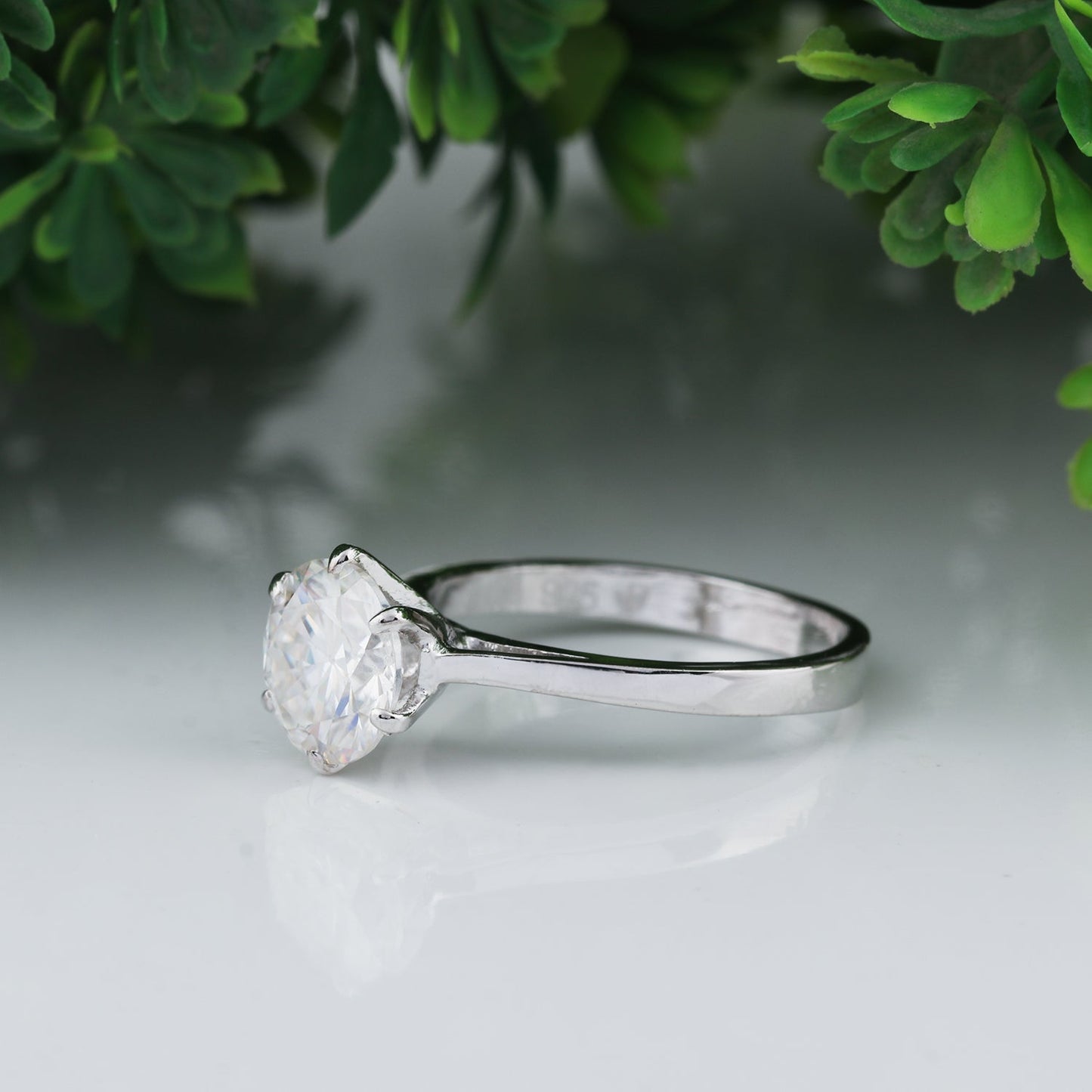 5.5ct DEW White Moissanite Round Solitaire Ring