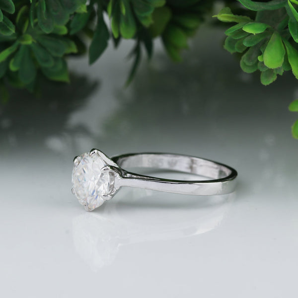 5.5ct DEW White Moissanite Round Solitaire Ring