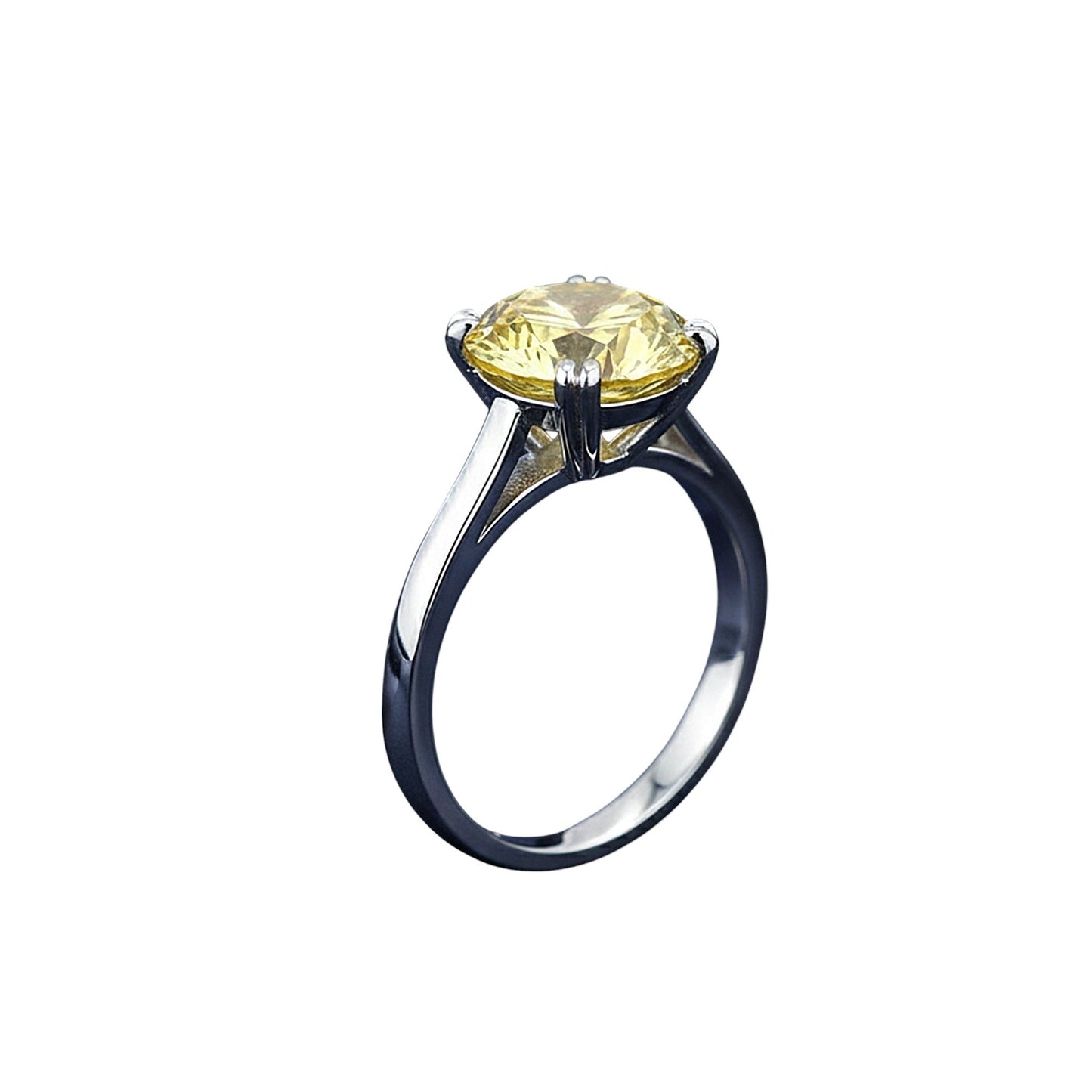 3.00 Ct Round Cut Champagne Lab Grown Diamond Ring — VS1 Clarity, 18k Gold Vermeil