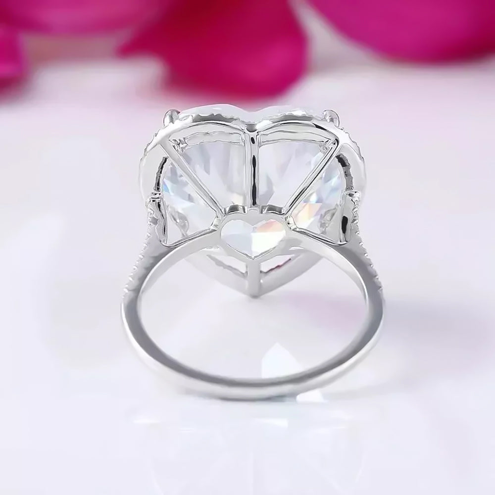 6.7ct DEW White Moissanite Heart Solitaire Ring