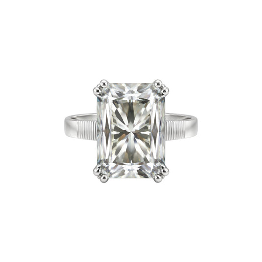 Top view of large emerald cut lab diamond showing step facets and VS1 clarity