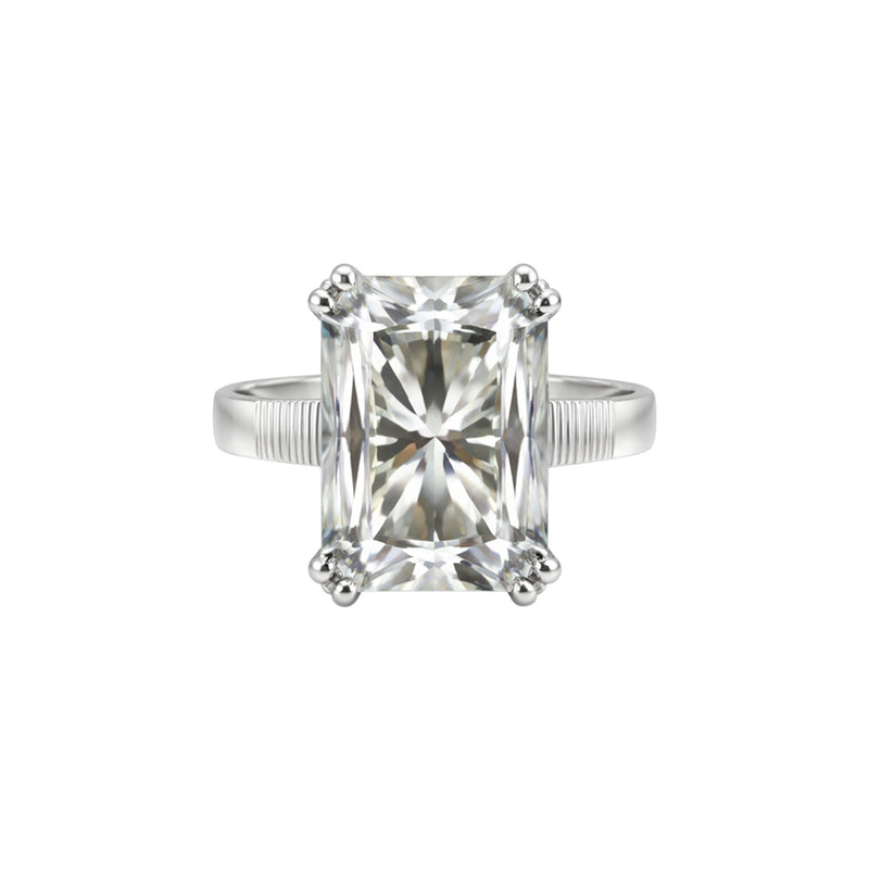 Top view of large emerald cut lab diamond showing step facets and VS1 clarity