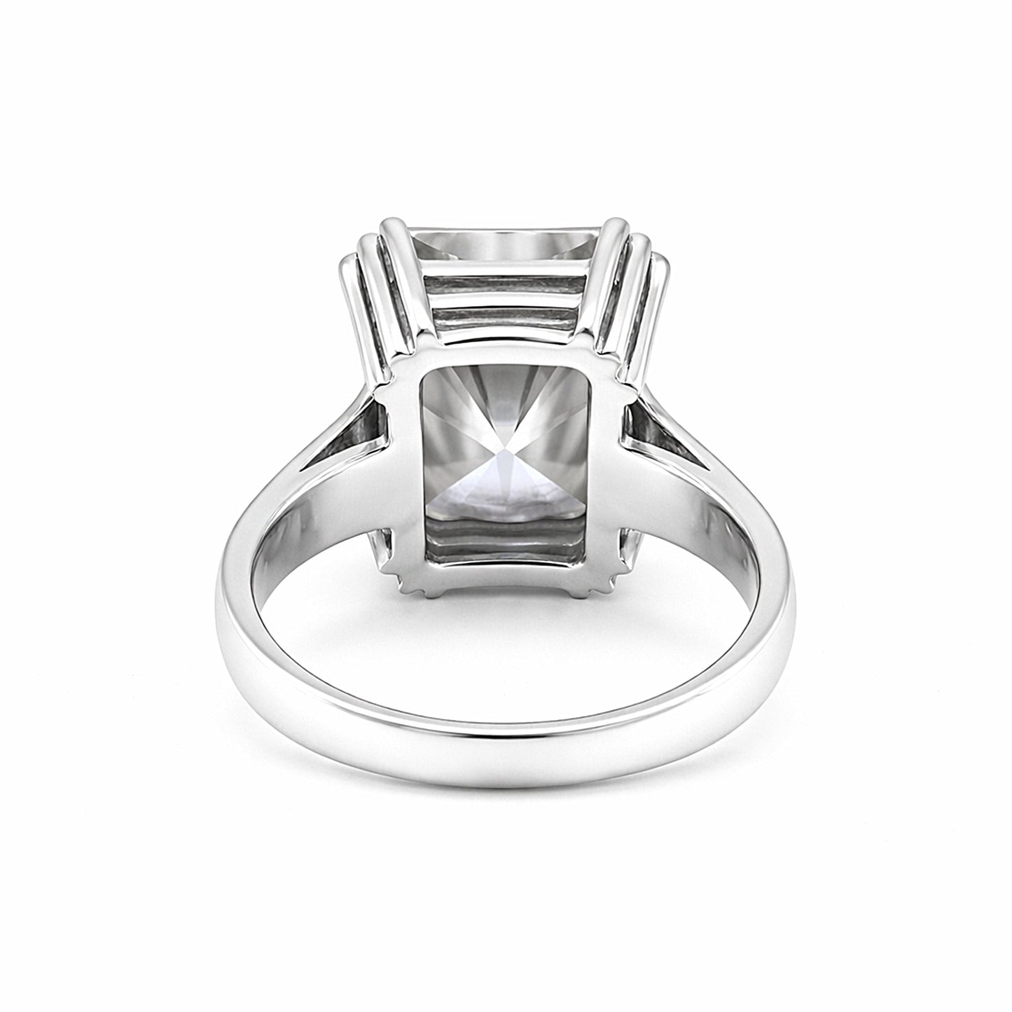 Close-up of emerald step cut showing pavilion depth and clean clarity
