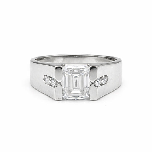 1.50 Ct Emerald Cut Lab Grown Diamond Ring — VS1 Clarity, 18k Gold Vermeil