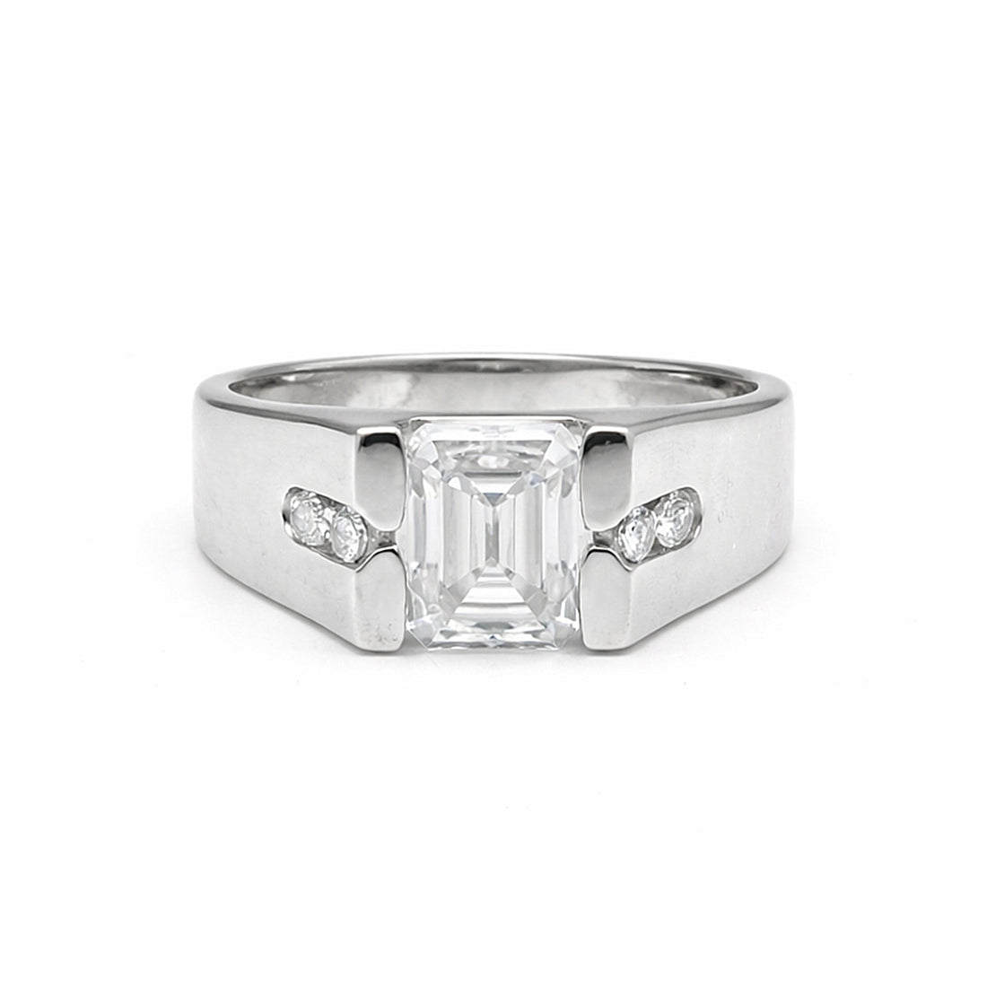 10.50 ct DEW Off White Moissanite Men’s Ring Gift for Groom or Husband 18K Gold Plated