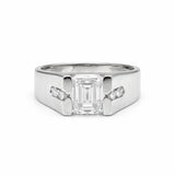 10.50 ct DEW Off White Moissanite Men’s Ring Gift for Groom or Husband 18K Gold Plated