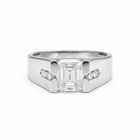 10.50 ct DEW Off White Moissanite Men’s Ring Gift for Groom or Husband 18K Gold Plated 18K Gold Plated