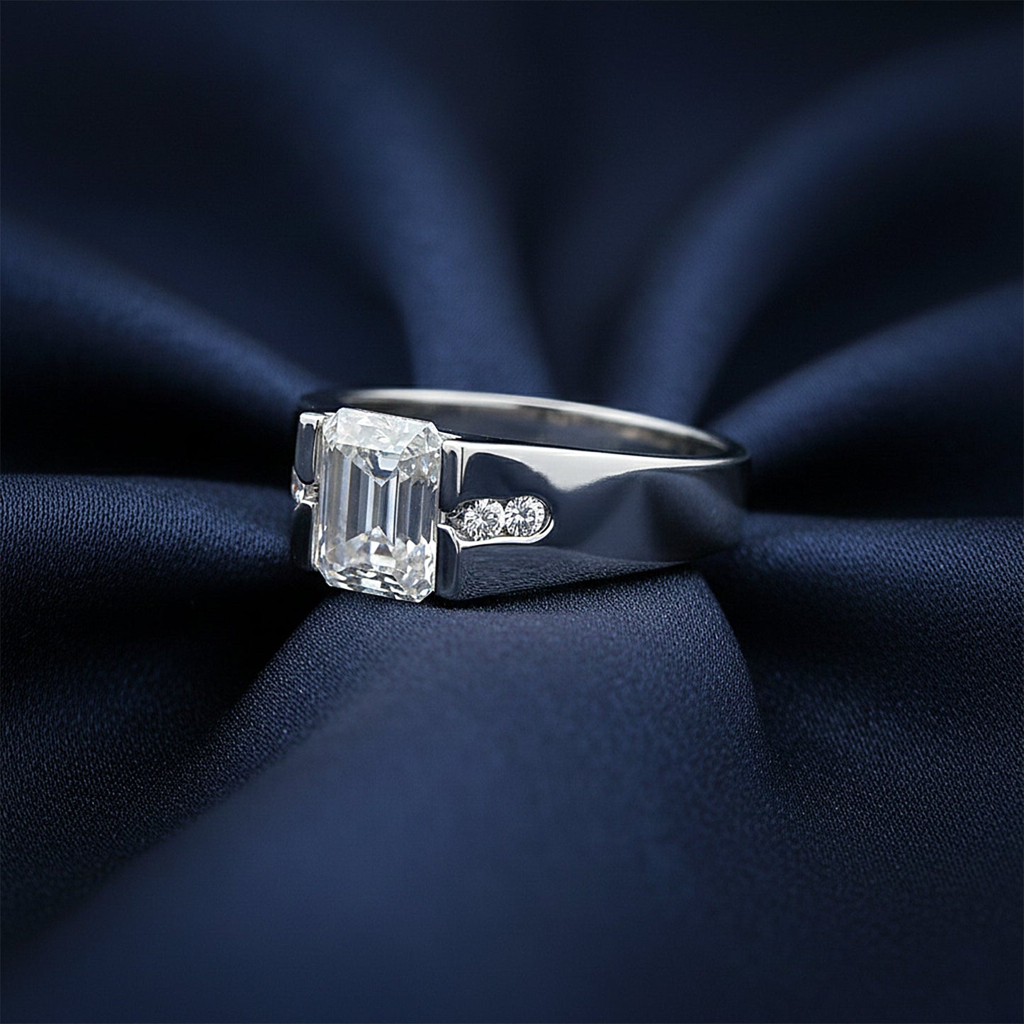 10.50 ct DEW Off White Moissanite Men’s Ring Gift for Groom or Husband 18K Gold Plated 18K Gold Plated