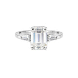 4.50 Ct Emerald Cut Lab Grown Diamond Ring — VS1 Clarity, 18k Gold Vermeil