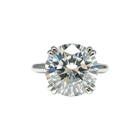 6.65ct DEW White Moissanite Round Solitaire Ring