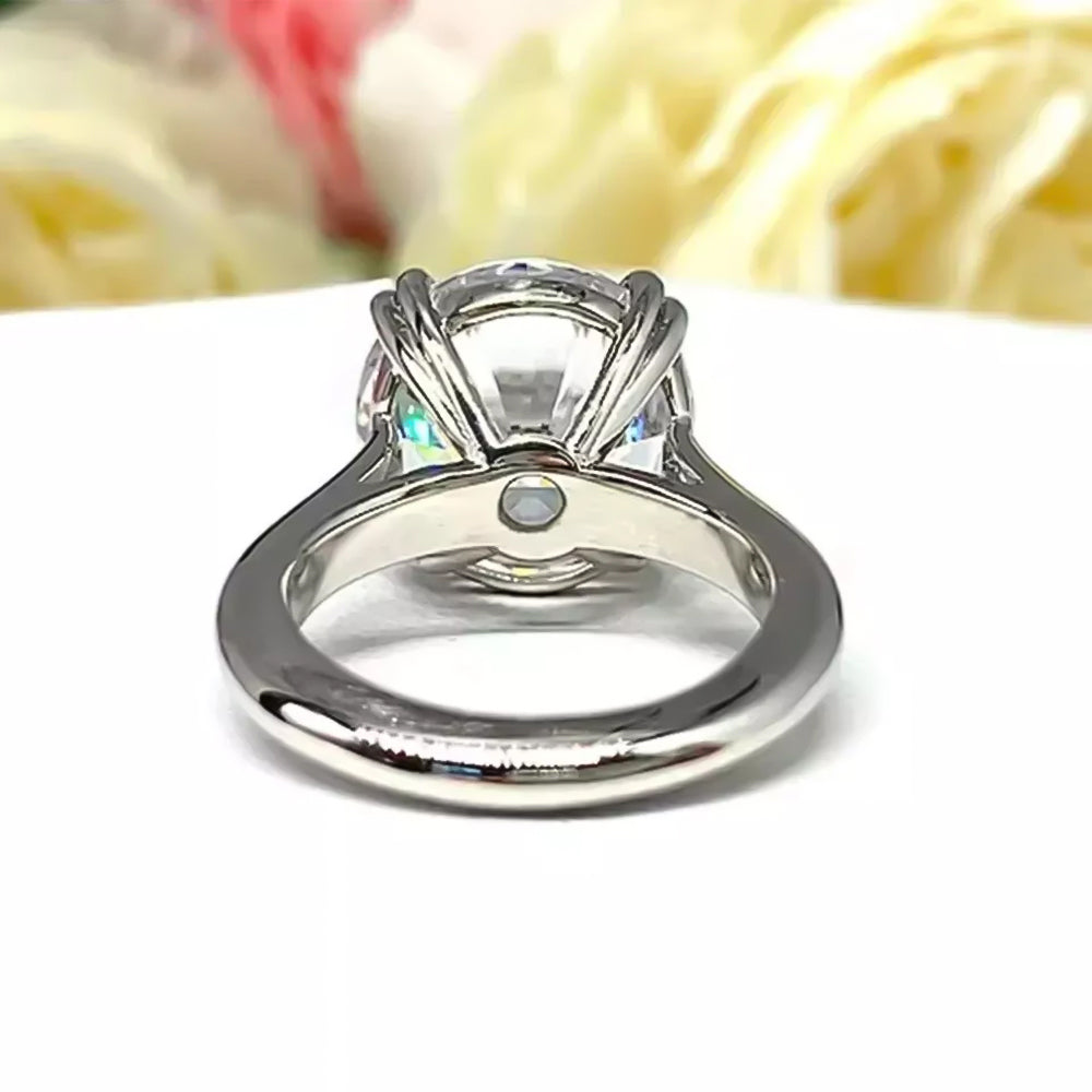 6.65ct DEW White Moissanite Round Solitaire Ring