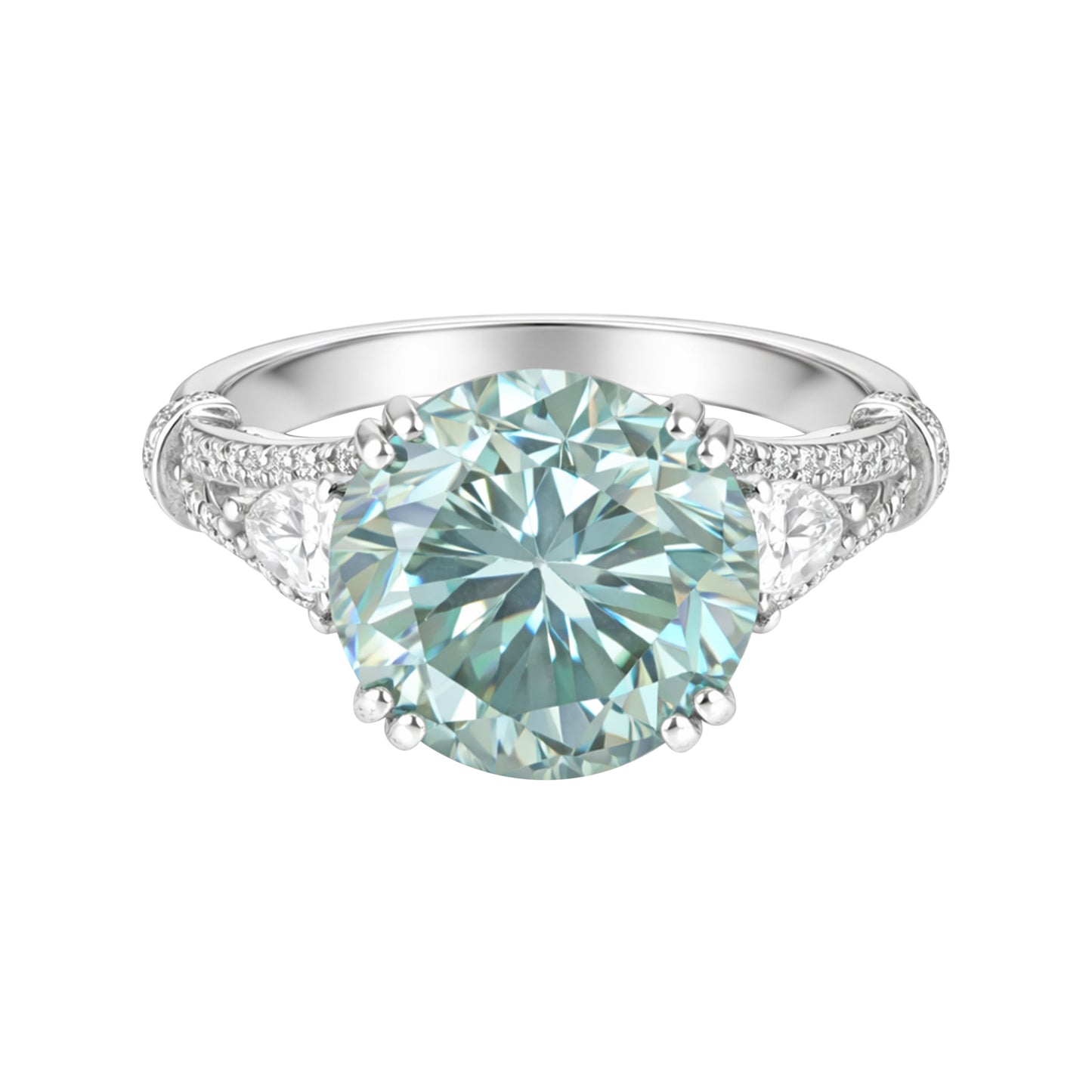 8.50 ct DEW Round Cut Blue Treated Moissanite Solitaire Ring in WOW 18K Gold Plated Ver 18K Gold Plated