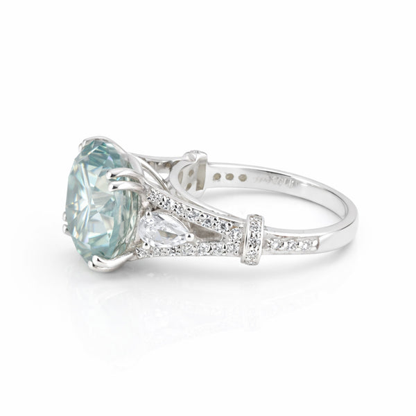 8.50 ct DEW Round Cut Blue Treated Moissanite Solitaire Ring in WOW 18K Gold Plated Ver 18K Gold Plated