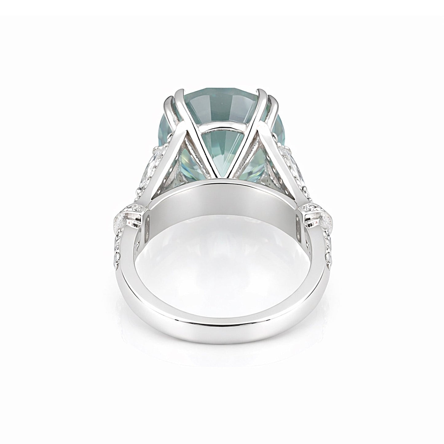 8.50 ct DEW Round Cut Blue Treated Moissanite Solitaire Ring in WOW 18K Gold Plated Ver 18K Gold Plated