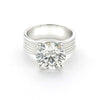 5.00 ct DEW White Round Cut Treated Moissanite Ring in Certified Beauty 18K Gold Plated
