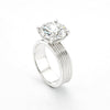 5.00 ct DEW White Round Cut Treated Moissanite Ring in Certified Beauty 18K Gold Plated