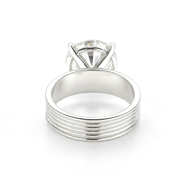 5.00 ct DEW White Round Cut Treated Moissanite Ring in Certified Beauty 18K Gold Plated
