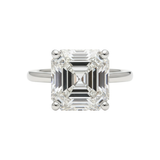 5.74 ct DEW Asscher Cut Off White Moissanite Ring in – Wedding Gift 18K Gold Plated Vermeil