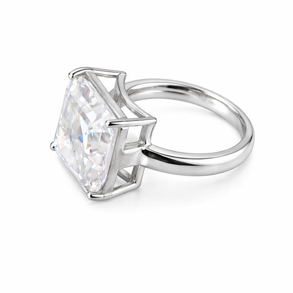 5.74ct DEW White Moissanite Asscher Solitaire Ring