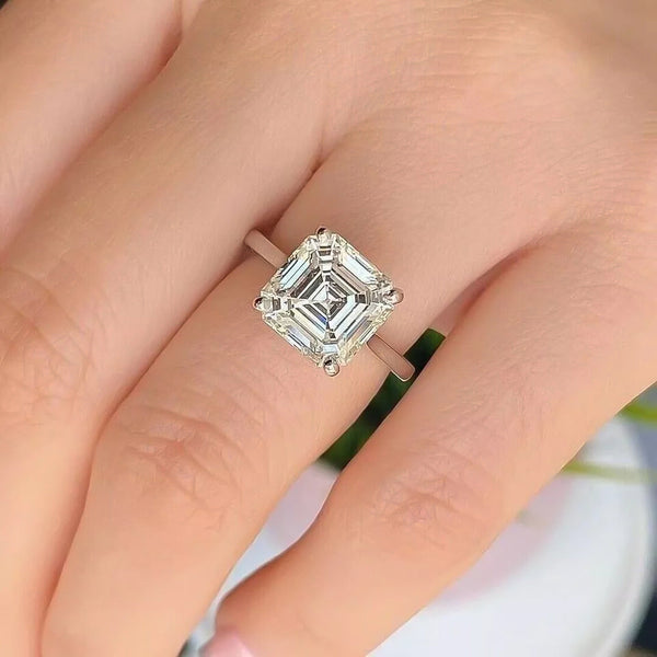 5.74ct DEW White Moissanite Asscher Solitaire Ring