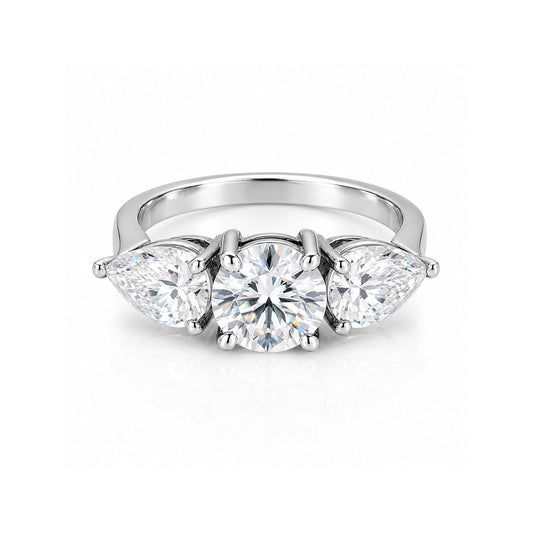 2.70 ct DEW Certified Round Cut Off White Moissanite Ring – Summer Proposal 18K Gold Plated