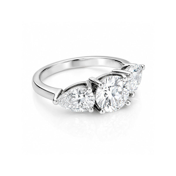 2.70 ct DEW Certified Round Cut Off White Moissanite Ring – Summer Proposal 18K Gold Plated