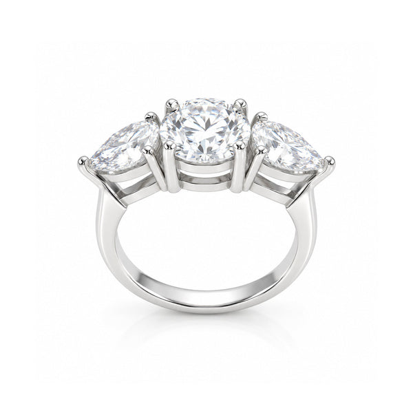 2.70 ct DEW Certified Round Cut Off White Moissanite Ring – Summer Proposal 18K Gold Plated