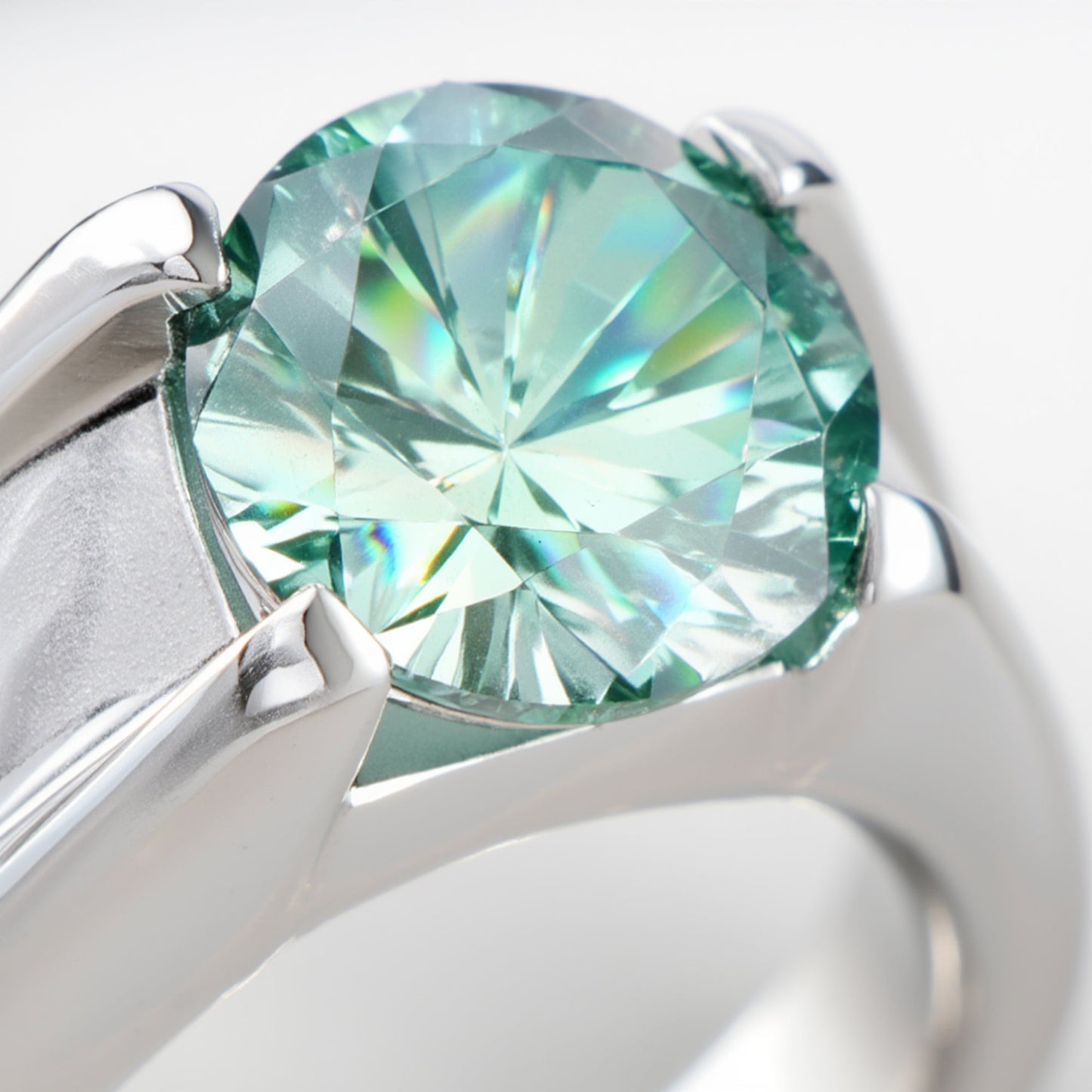6.40 ct DEW Off White Moissanite Ring in – Elegant 4th of July Gift 18K Gold Plated Ver 18K Gold Plated