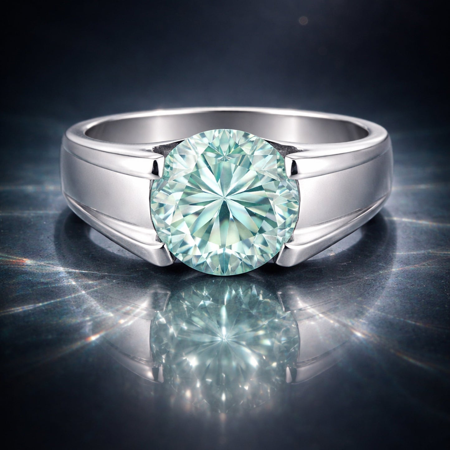 6.40 ct DEW Off White Moissanite Ring in – Elegant 4th of July Gift 18K Gold Plated Ver 18K Gold Plated