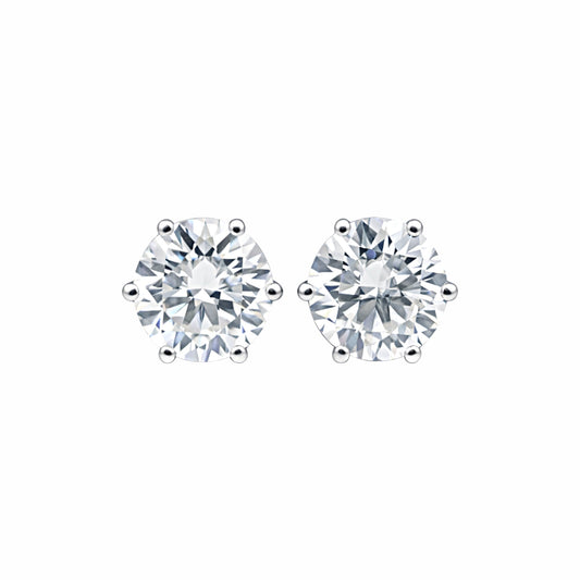 10.00ct DEW White Moissanite Round Stud Earrings