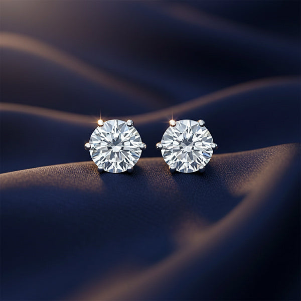 10.00ct DEW White Moissanite Round Stud Earrings