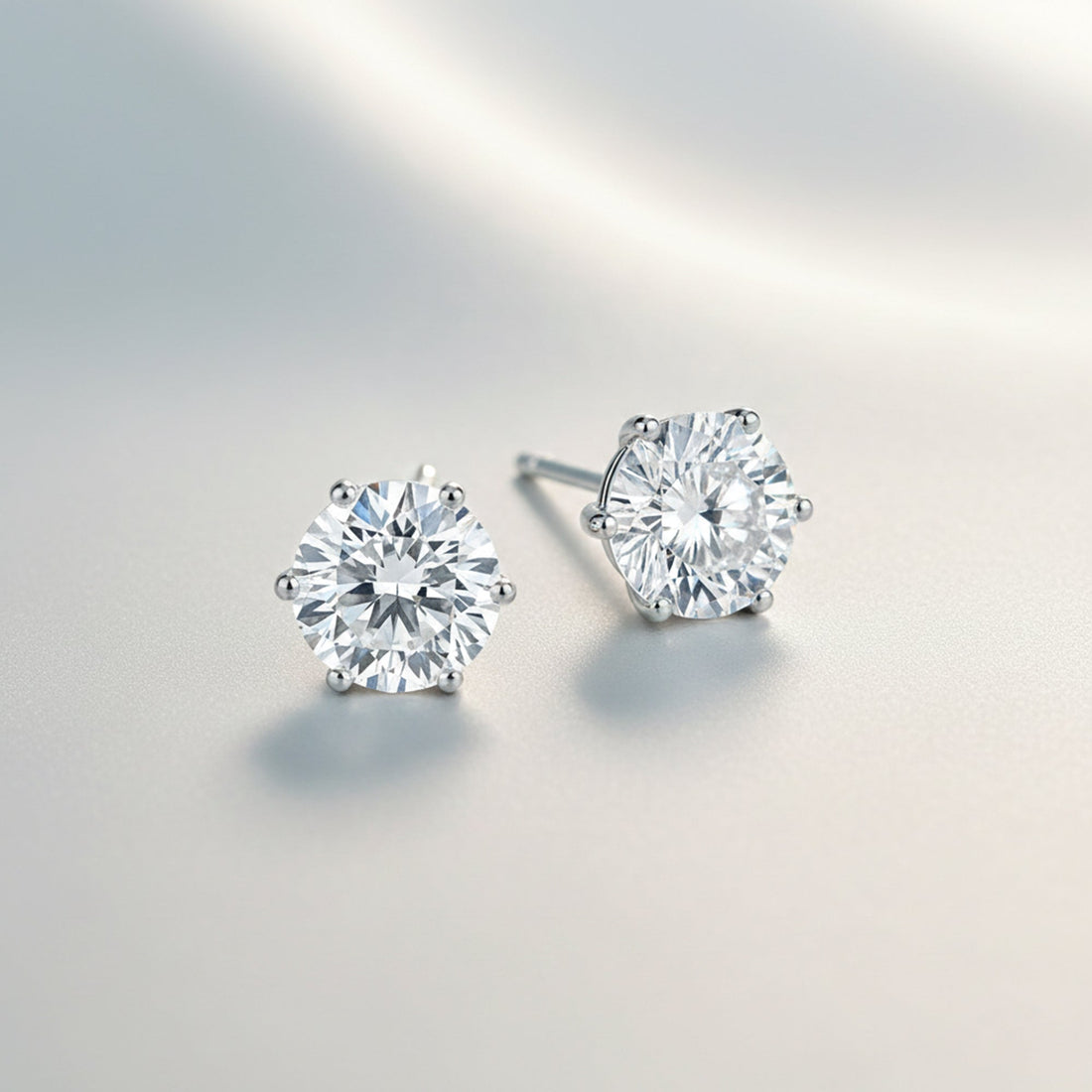 10.00ct DEW White Moissanite Round Stud Earrings