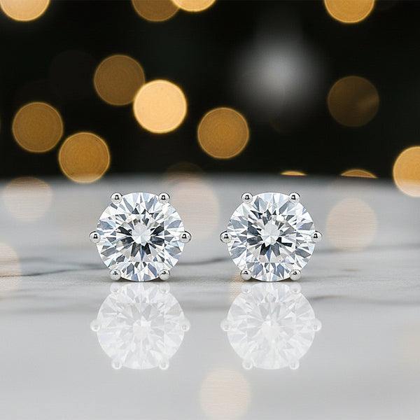 10.00ct DEW White Moissanite Round Stud Earrings