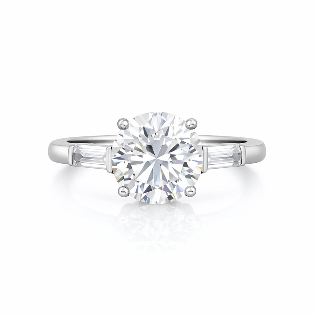 Certified 3.50 ct DEW Round Cut White Moissanite Solitaire Engagement Ring 18K Gold Pla 18K Gold Plated