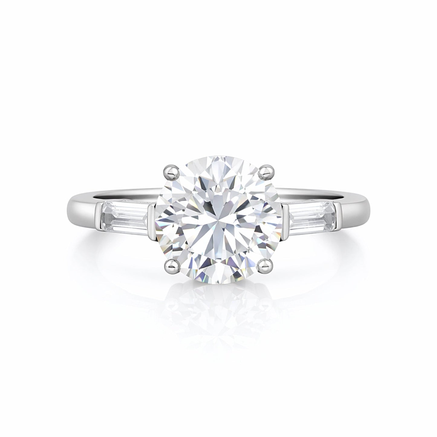 Certified 3.50 ct DEW Round Cut White Moissanite Solitaire Engagement Ring 18K Gold Pla 18K Gold Plated