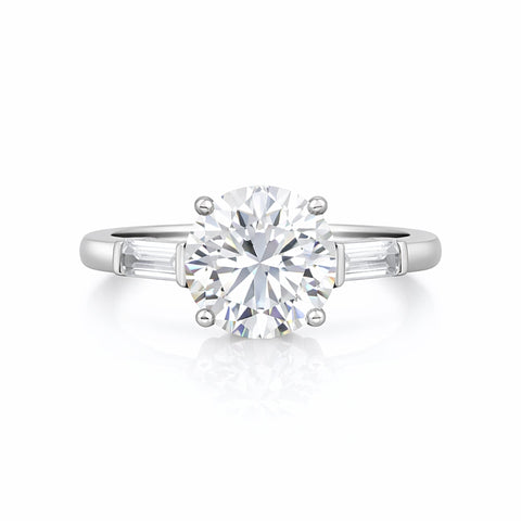 Certified 3.50 ct DEW Round Cut White Moissanite Solitaire Engagement Ring 18K Gold Pla 18K Gold Plated