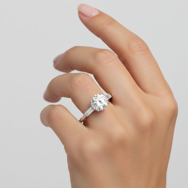 Certified 3.50 ct DEW Round Cut White Moissanite Solitaire Engagement Ring 18K Gold Pla 18K Gold Plated