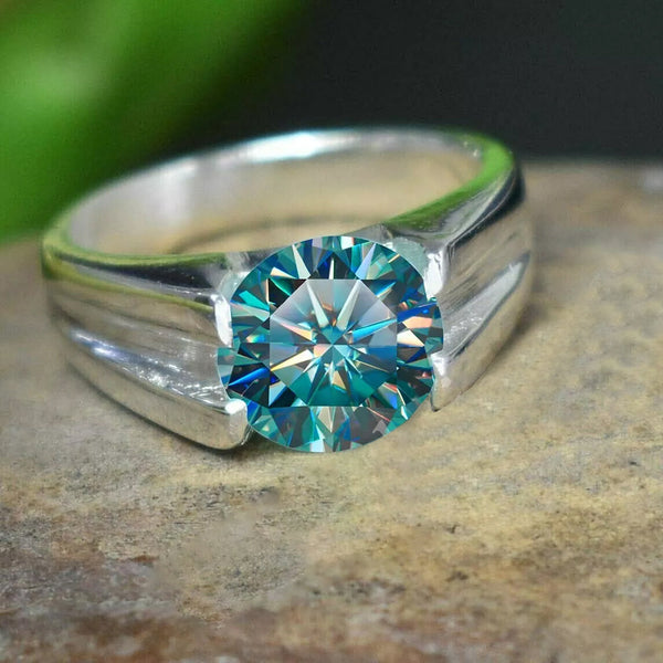 2.50 ct DEW Blue Treated Moissanite Solitaire Ring in Gift for Women 18K Gold Plated Ve 18K Gold Plated