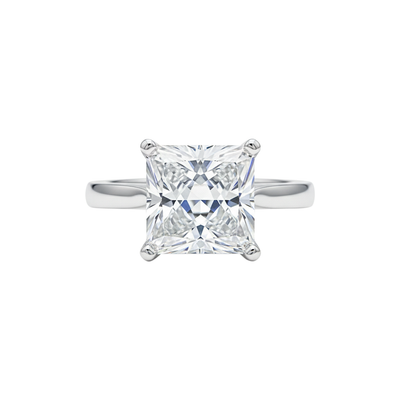 5.00ct DEW White Moissanite Princess Cut Solitaire Ring | 18K Gold Vermeil | GRA