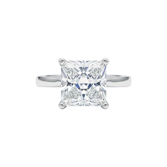 5.00ct DEW White Moissanite Princess Cut Solitaire Ring | 18K Gold Vermeil | GRA