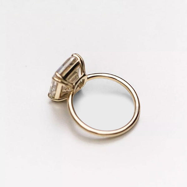6.3ct DEW White Moissanite Asscher Solitaire Ring