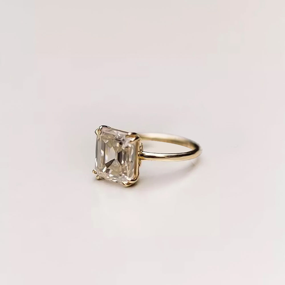 6.3ct DEW White Moissanite Asscher Solitaire Ring