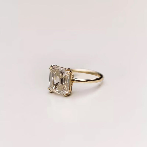 6.3ct DEW White Moissanite Asscher Solitaire Ring