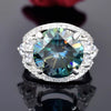16.10 ct DEW Blue Moissanite Solitaire Ring Elegant Festival Gift for Her 18K Gold Plat 18K Gold Plated