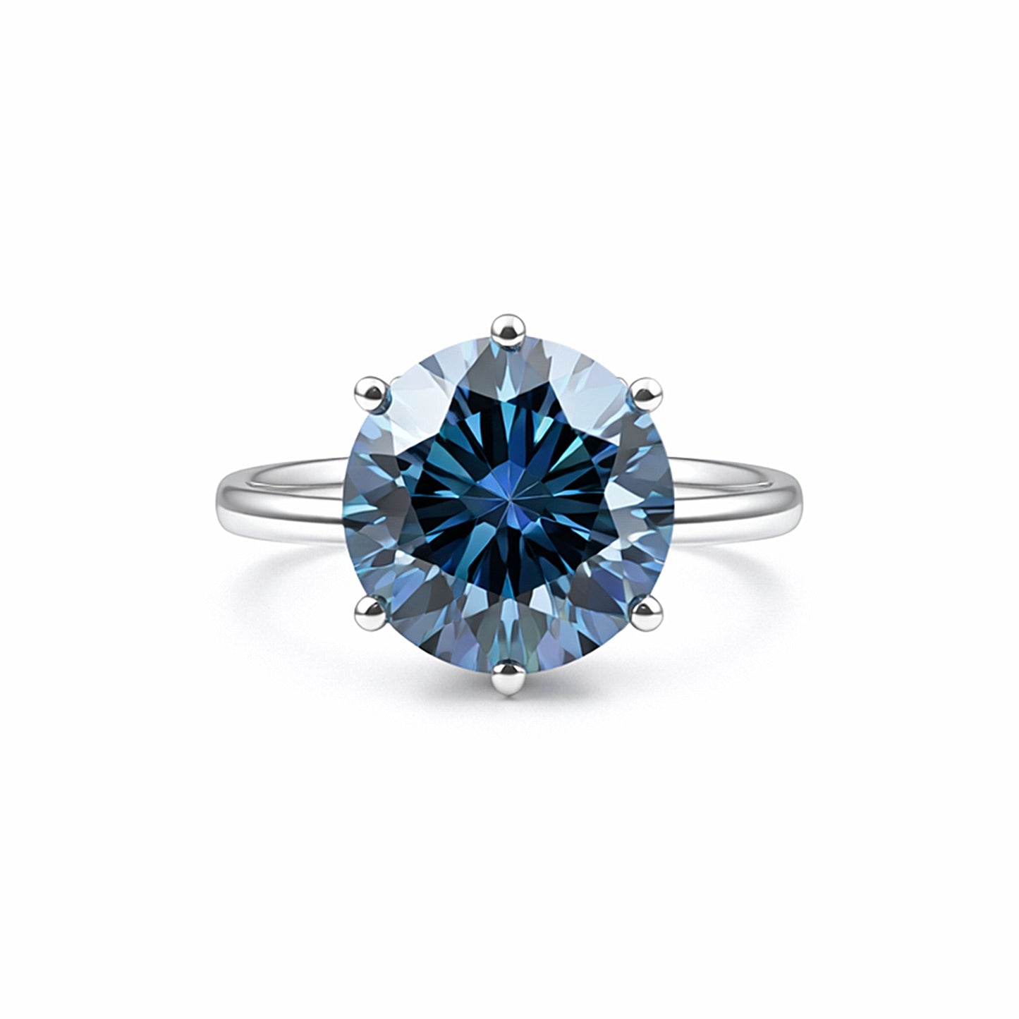 2.75 ct DEW Blue Moissanite Round Ring Engagement Gift Sparkling Shine 18K Gold Plated 18K Gold Plated